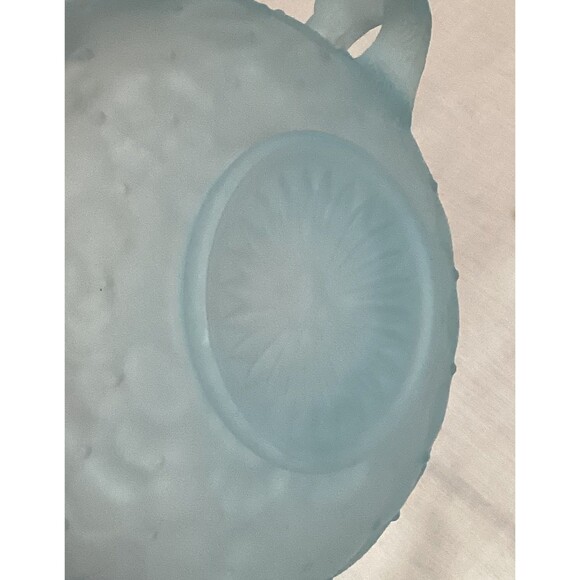 Imperial Glass Light Blue Candy Dish Satin Impressed Pansy Nappy Textured Handle - Picture 5 of 15